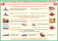 Таблица "Порядок действий при коматозном состоянии пострадавшего" (100х140 сантиметров, винил) - fgospostavki.ru - Новоалтайск