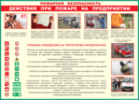 Таблица "Действия при пожаре на предприятии" (100х140 сантиметров, винил) - fgospostavki.ru - Новоалтайск