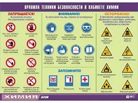 Таблица демонстрационная "Правила техники безопасности в кабинете химии" (винил 70х100) - fgospostavki.ru - Новоалтайск