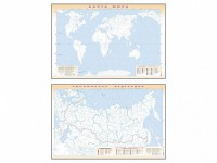 Фрагмент (демонстрационный) маркерный (двухсторонний) "Карта мира и Российской Федерации" (немая) с комплектом тематических магнитов - fgospostavki.ru - Новоалтайск
