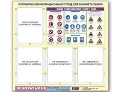Стенд информационный "Правила техники безопасности в кабинете химии" (80х75, 4 кармана) - fgospostavki.ru - Новоалтайск
