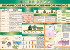 Таблица "Биотические взаимоотношения организмов" (100х140 сантиметров, винил) - fgospostavki.ru - Новоалтайск