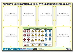 Стенд информационный "Правила техники безопасности в кабинете физики" (80х110, 6 карманов) - fgospostavki.ru - Новоалтайск