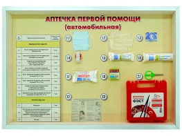 Стенд "Аптечка первой помощи (автомобильная)" (образцы под оргстеклом) - fgospostavki.ru - Новоалтайск