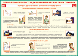 Таблица "Порядок действий при опасном кровотечении" (100х140 сантиметров, винил) - fgospostavki.ru - Новоалтайск