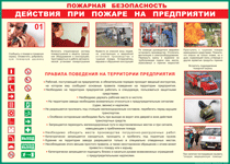 Таблица "Действия при пожаре на предприятии" (100х140 сантиметров, винил) - fgospostavki.ru - Новоалтайск