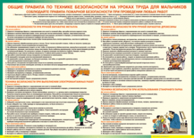 Таблица "Правила безопасности на уроках труда для мальчиков" (100х140 сантиметров, винил) - fgospostavki.ru - Новоалтайск