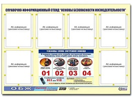 Стенд информационный "Основы безопасности жизнедеятельности" (80*110, 6 карманов) - fgospostavki.ru - Новоалтайск