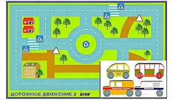 Игровой коврик "Дорожное движение - 2" с набором транспортных средств - fgospostavki.ru - Новоалтайск