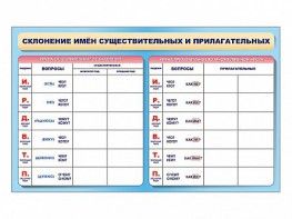 Фрагмент (демонстрационный) маркерный (двухсторонний) "Склонение имен существительных и прилагательных" - fgospostavki.ru - Новоалтайск